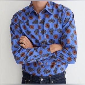 J.Crew Multi Blake Paisley Vintage Twill Button Down Shirt Royal Blue Medium Men